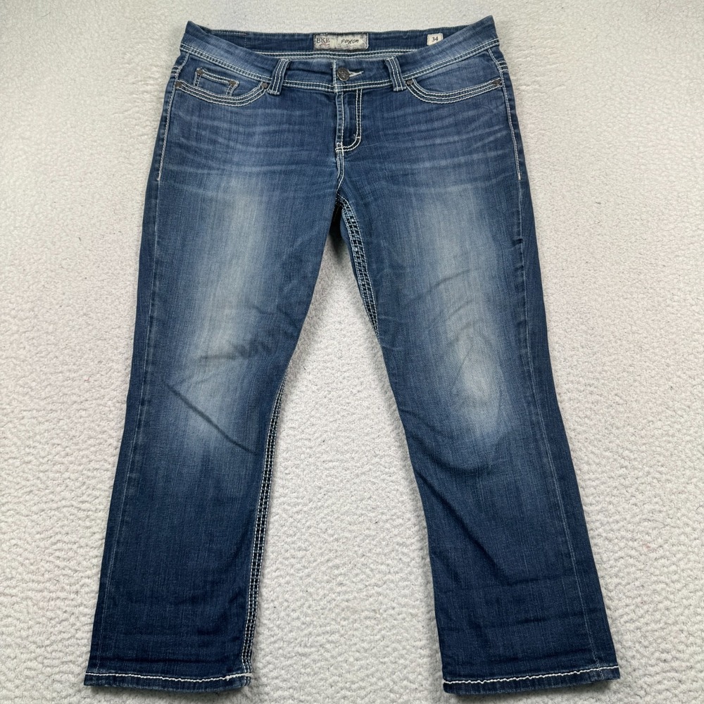 BKE Payton Crop Jeans Womens 34‎ *36 Stretch Cowgirl Denim Blue Western